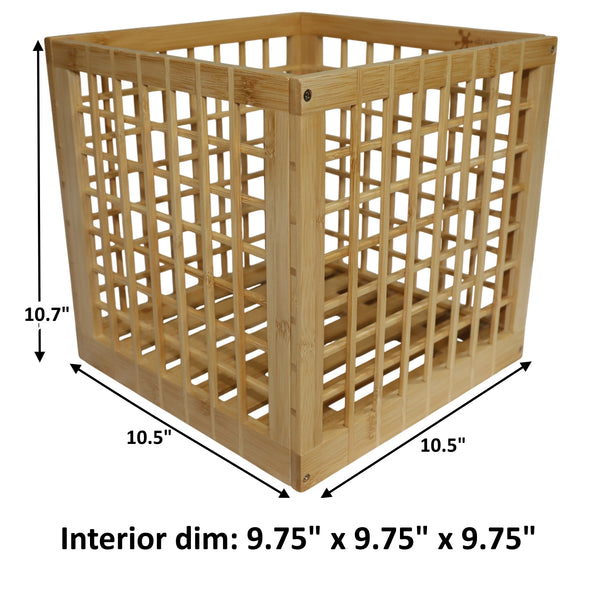 Bamboo Storage Bin - Cube Storage Bins Perfect Fit for Cube Shelf - Multipurpose, Stackable, Stylish Lattice Design