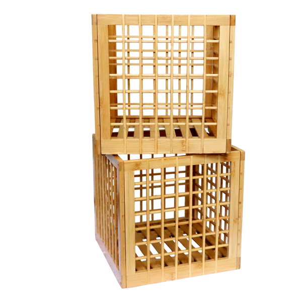 Bamboo Storage Bin - Cube Storage Bins Perfect Fit for Cube Shelf - Multipurpose, Stackable, Stylish Lattice Design