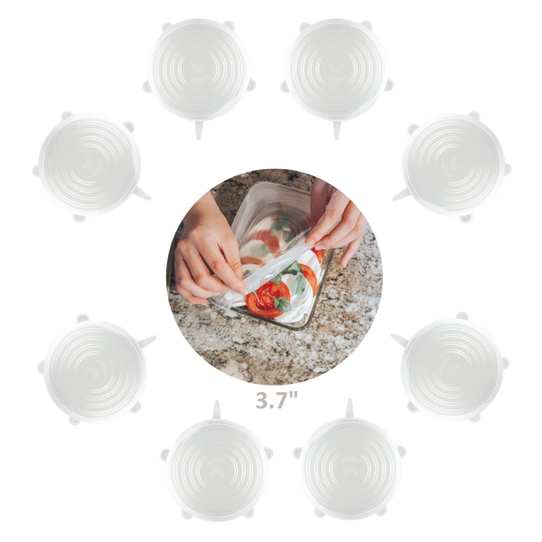 3.7 Inches Silicone Stretchable Lids, Dinnerware & Food Covers (8 Pieces Set)