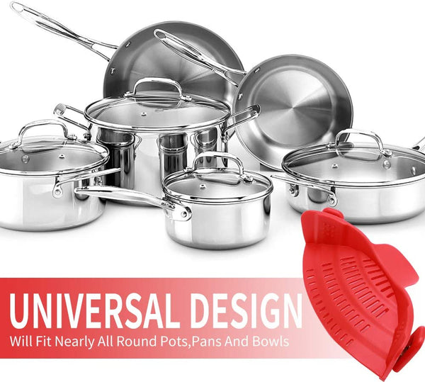 Universal Design Silicone Clip-On Pot Strainer - altCookingHub