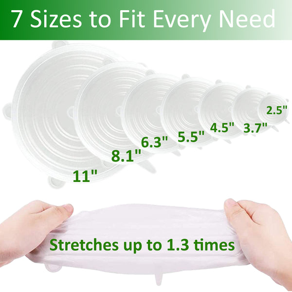 3.7 Inches Silicone Stretchable Lids, Dinnerware & Food Covers (8 Pieces Set)