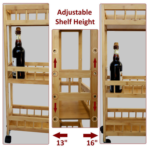 Narrow Storage Cart with Adjustable Shelves
