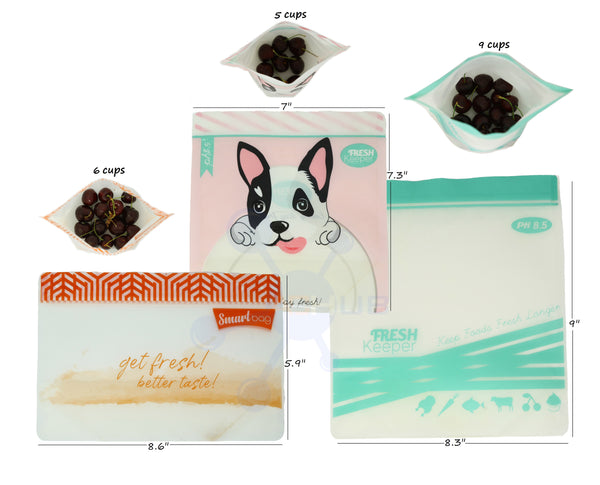 ZipFresh Reusable Ziplock Green-Bag Function Storage Sizes - ACHub