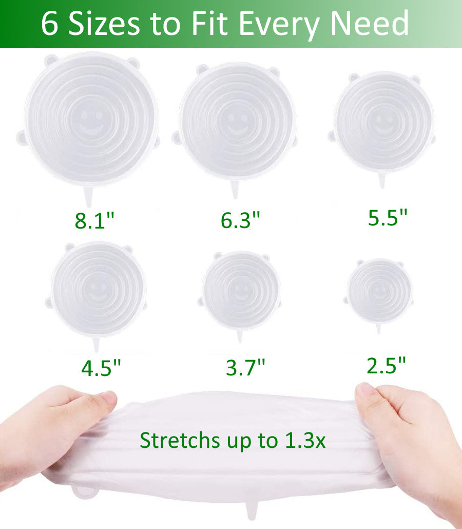 7pc Set Reusable Silicone Stretch Lid with X-Large 11