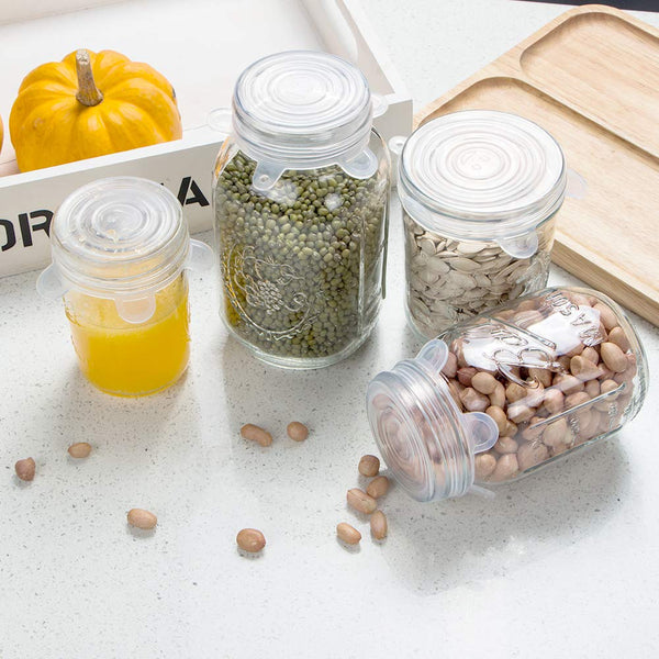 8pc set 2.5" & 3.7" BPA Free, Food Safe, Reusable Silicone Stretch Lids, Jars & Small Fruits Covers