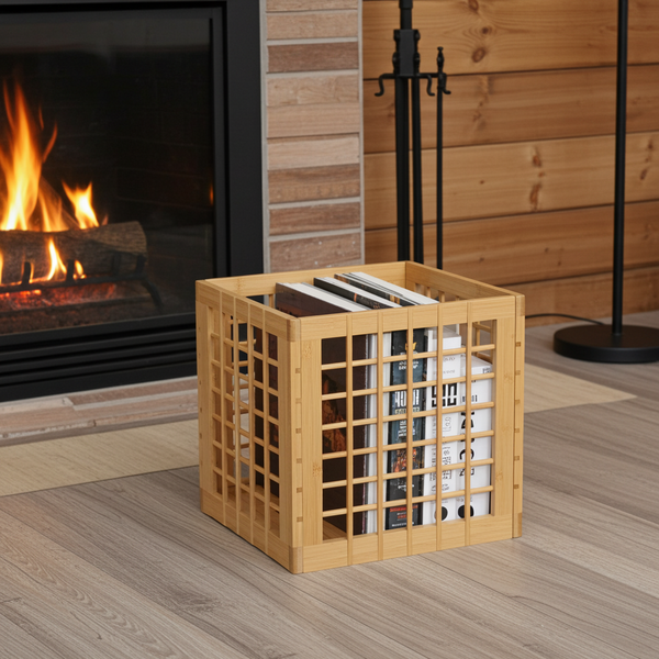 Bamboo Storage Bin - Cube Storage Bins Perfect Fit for Cube Shelf - Multipurpose, Stackable, Stylish Lattice Design