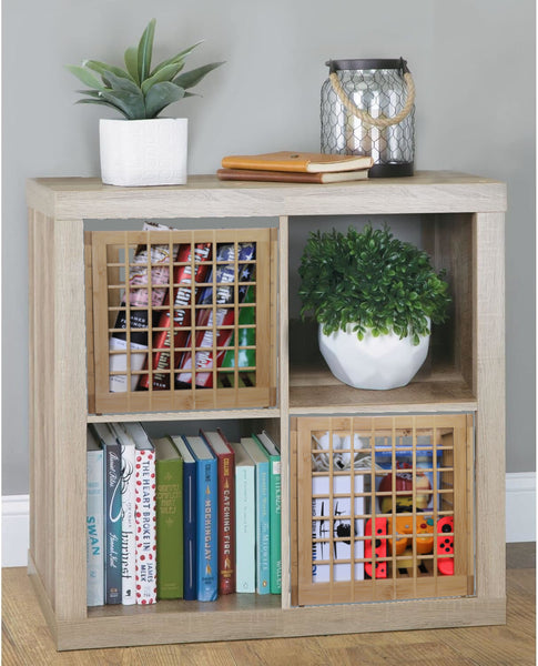 Bamboo Storage Bin - Cube Storage Bins Perfect Fit for Cube Shelf - Multipurpose, Stackable, Stylish Lattice Design