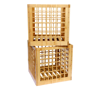 Bamboo Storage Bin - Cube Storage Bins Perfect Fit for Cube Shelf - Multipurpose, Stackable, Stylish Lattice Design