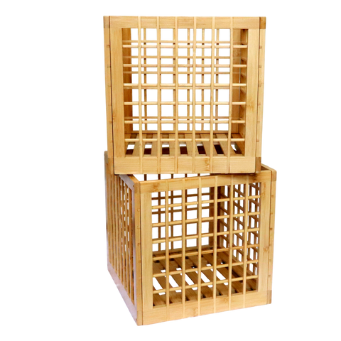 Bamboo Storage Bin - Cube Storage Bins Perfect Fit for Cube Shelf - Multipurpose, Stackable, Stylish Lattice Design