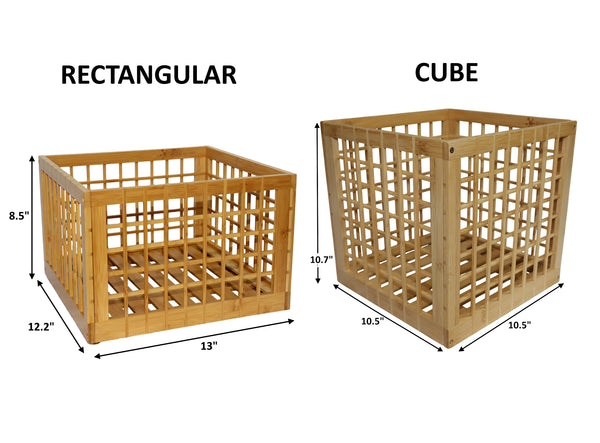 Bamboo Storage Bin - Stackable Storage Bins with Lattice Design for Kitchen, Pantry, Closet