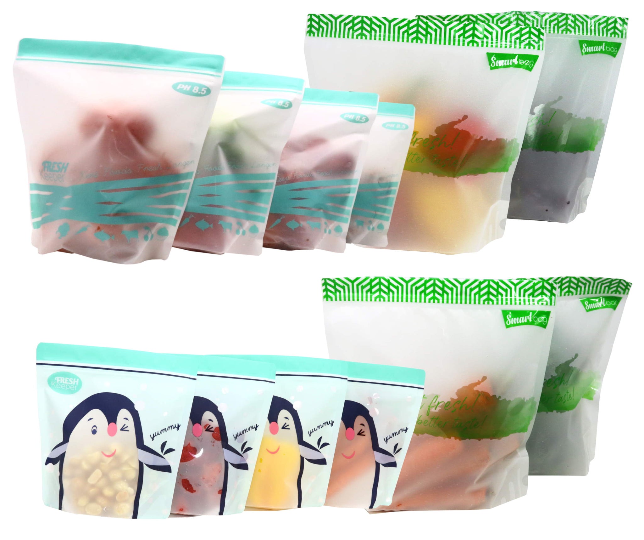12-pc set (S, L, XL) ZipFresh Reusable Food & Produce Saver Bag