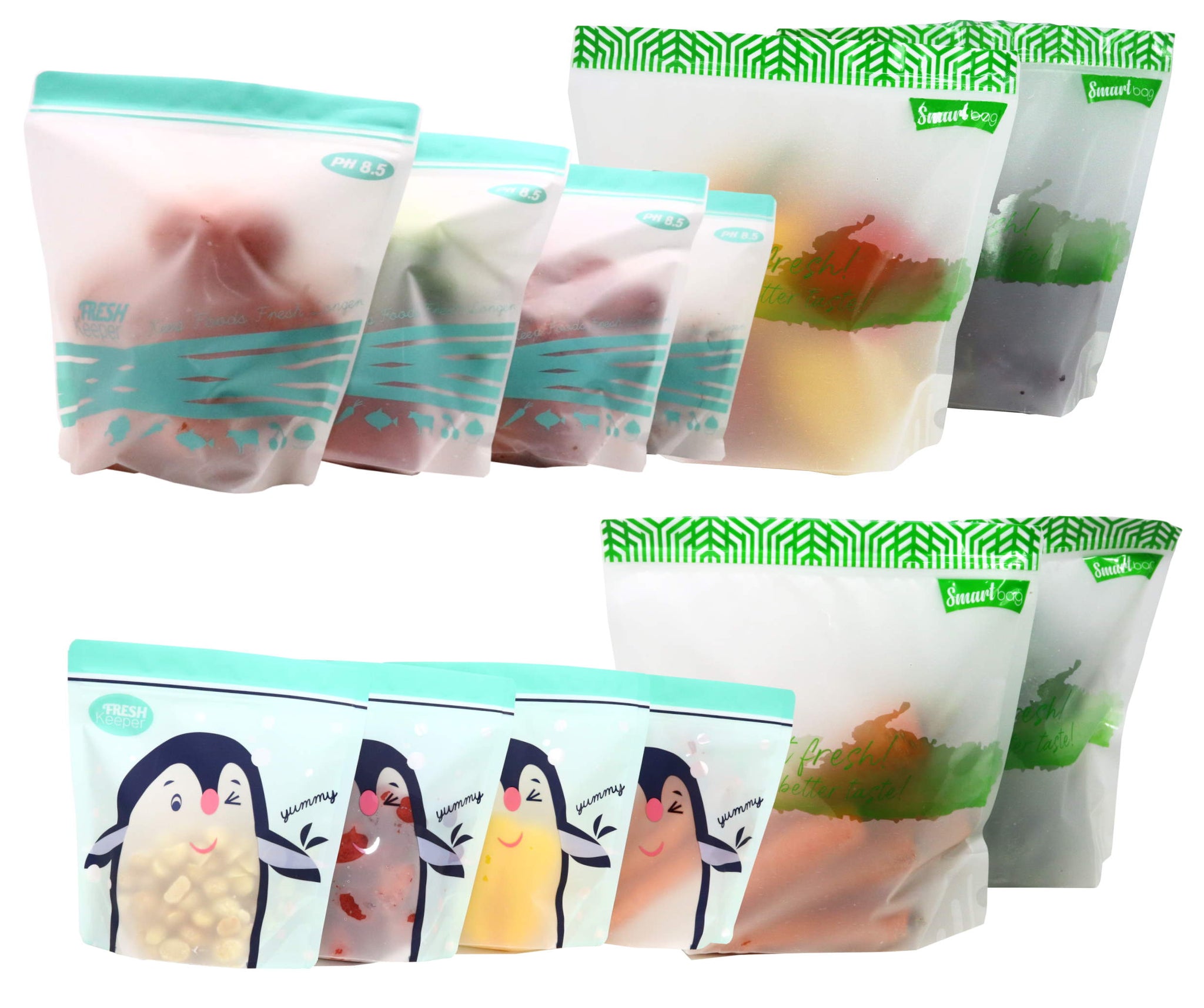 12-pcs (S, L, XL) set of ZipFresh Reusable Ziplock Food Saver Storage - ACHub