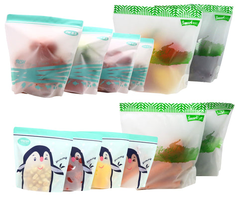 12-pcs (S, L, XL) set of ZipFresh Reusable Ziplock Food Saver Storage - ACHub