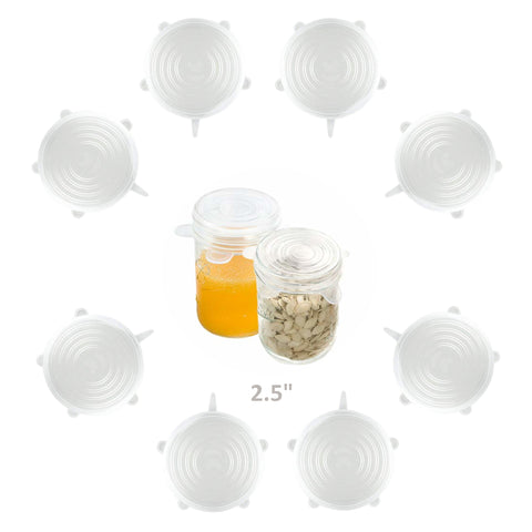 2.5 Inches Silicone Stretchable Lids, Dinnerware & Food Covers (8 Pieces Set)