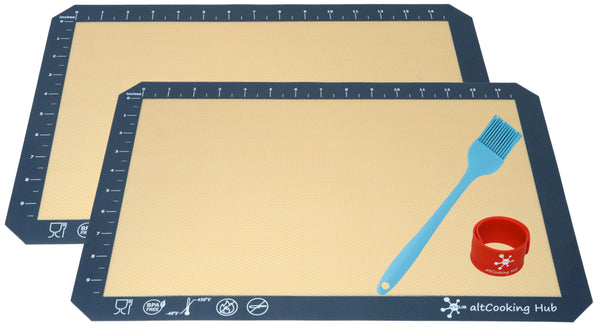 Silicone Baking Mat & Silicone Brush Set (Blue) - altCookingHub