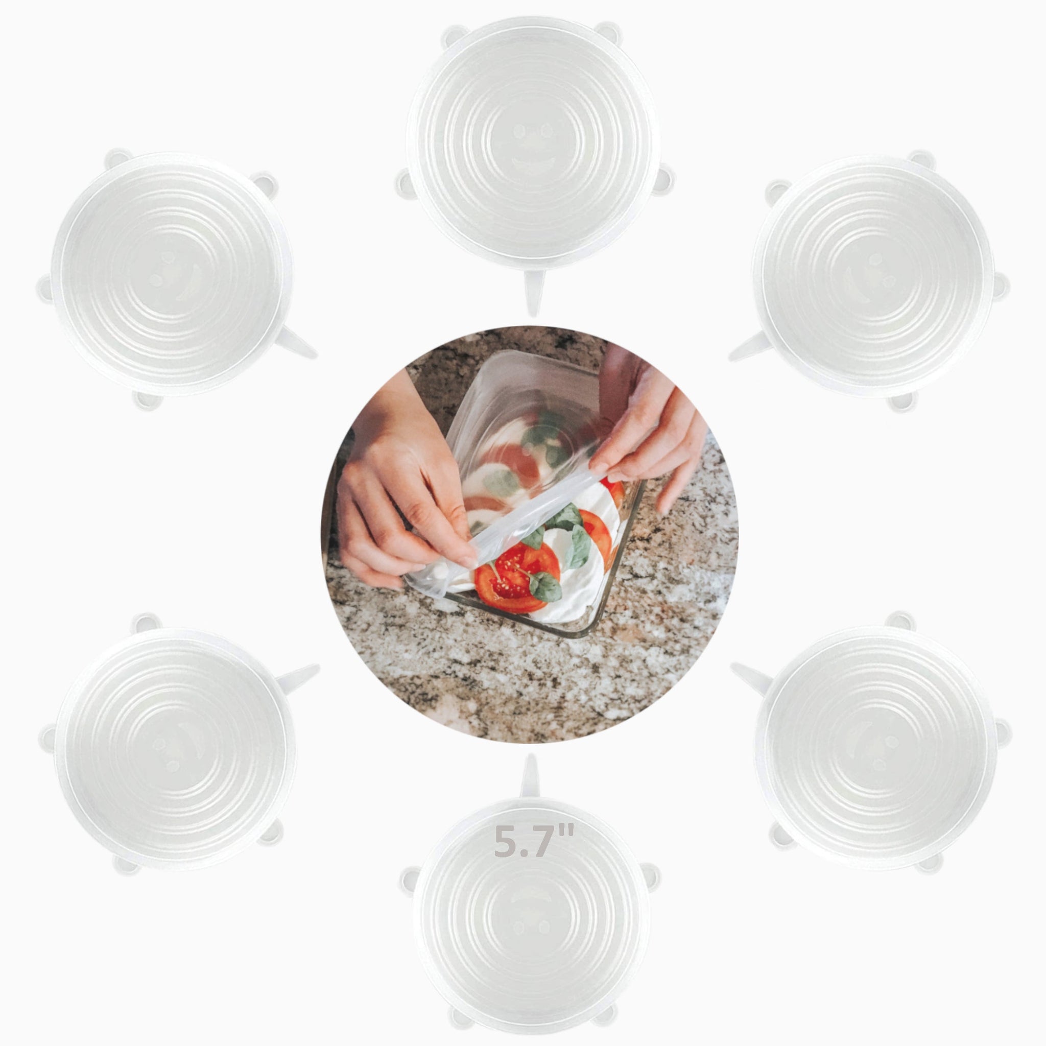 6.3 Inches Silicone Stretchable Lids, Dinnerware & Food Covers (6 Pieces Set)