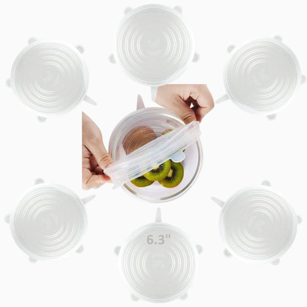 6.3 Inches Silicone Stretchable Lids, Dinnerware & Food Covers (6 Pieces Set)