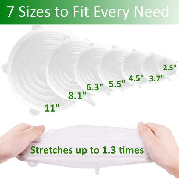 2.5 Inches Silicone Stretchable Lids, Dinnerware & Food Covers (8 Pieces Set)