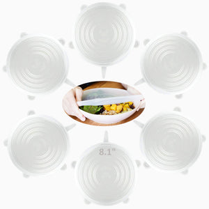 8.1 Inches Silicone Stretchable Lids, Dinnerware & Food Covers (6 Pieces Set)