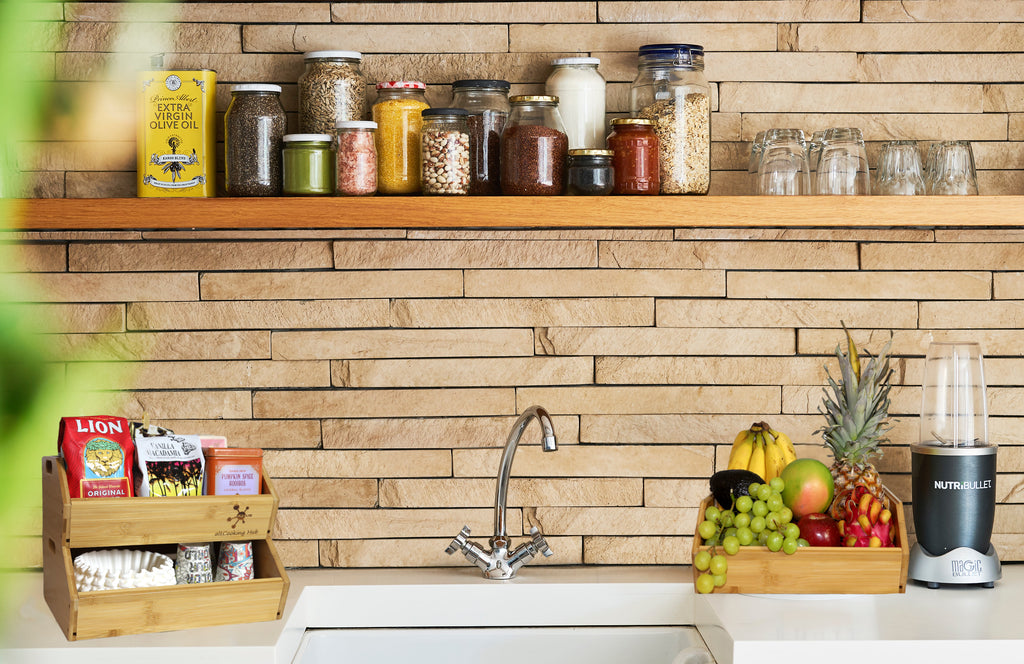 Kitchen Storage Basket With Bamboo Board Large Capacity - Temu