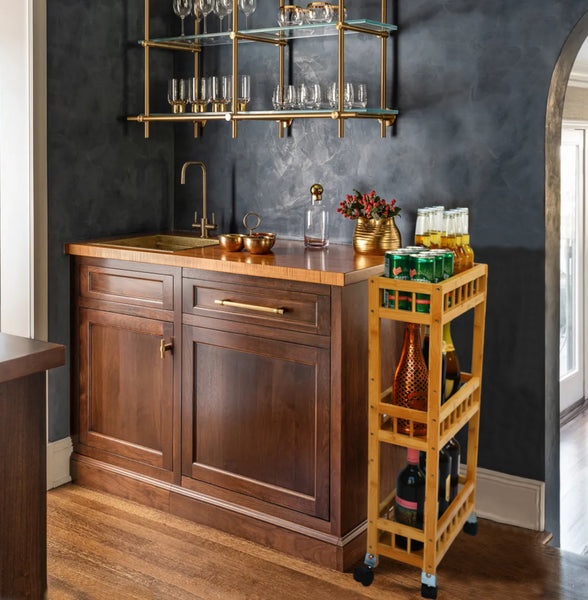 Wood Slim Bar  Cart