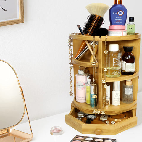 Bamboo Makeup Rotating Organizer