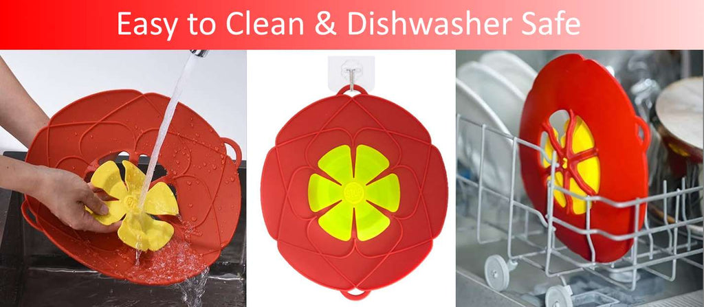 26CM Silicone Anti-overflow Cover Silicone Lid Spill Stopper Pot Cover  Cookware Kitchen Gadgets Color: Red