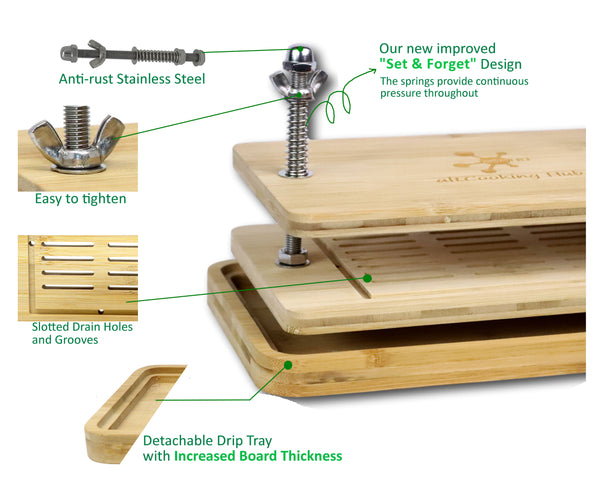 Bamboo Tofu Presser with Built-in Drainer & Drip Tray - altCooking Hub