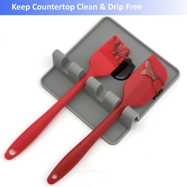 Silicone Spoons Rest with Drip Pad - altCookingHub