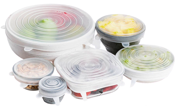 Food Safe Reusable Silicone Stretch and Seal Lids, 6-pc set Food Cover ...