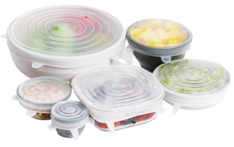 Couvercles Silicone pour bols Cups Couvercle Food Set de 6 Couvercle  Étirable Food Saver Wrap_CF * 2607