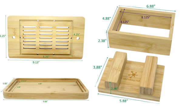 Bamboo Tofu Press and Tofu Maker Mold Set Dimension - altCooking Hub