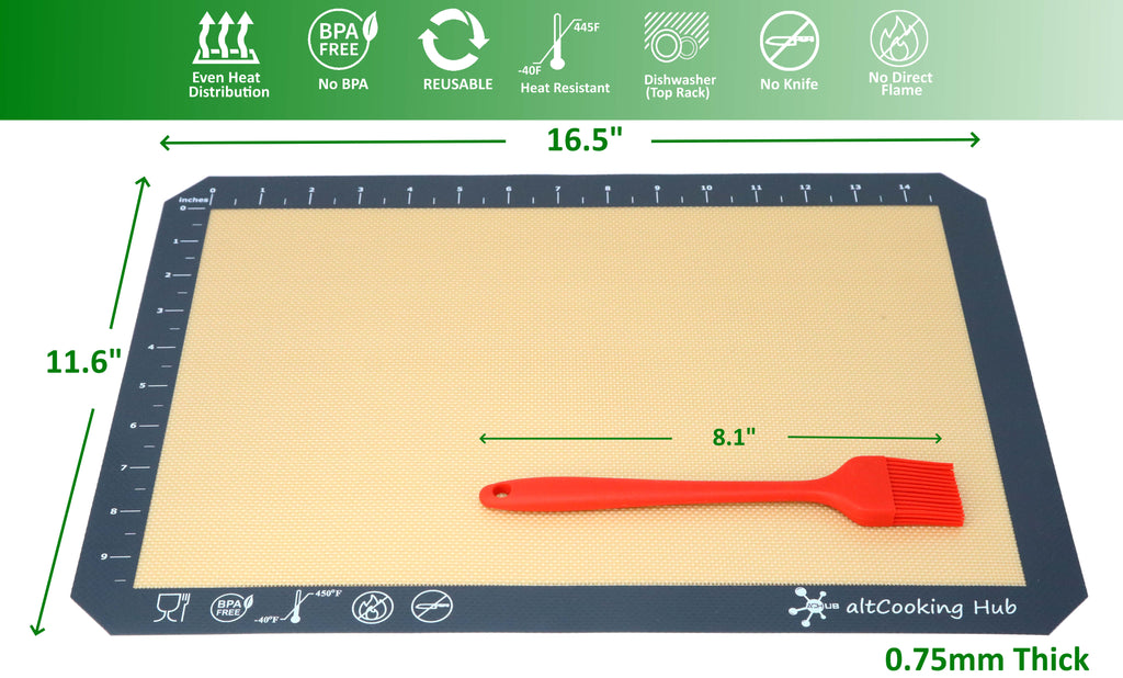 Silicone Baking Mats (2-pk) with Silicone Basting Brush & Storage Band –  altCooking Hub