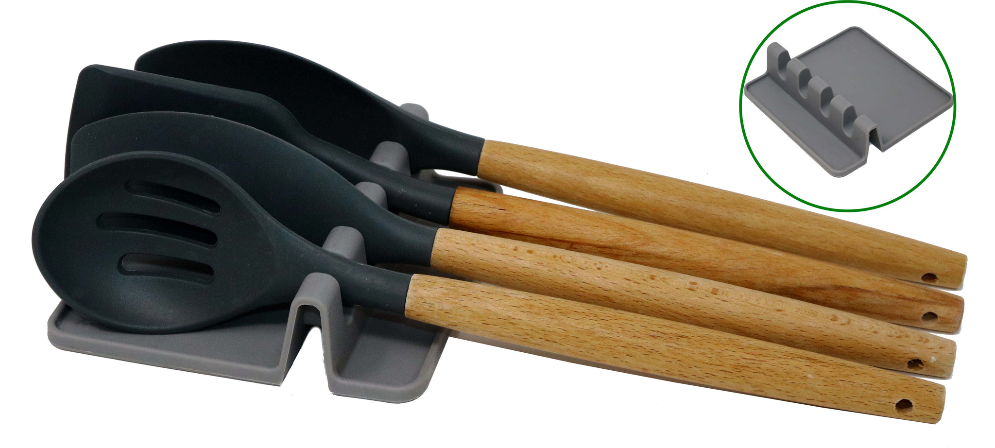 Silicone Utensil Rest with Drip Pad - altCookingHub